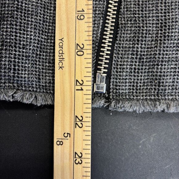 Womens MNG Casual Tweed‎ Asymmetrical Blazer Metal Zippers Pockets Raw Hem Small - Picture 11 of 13